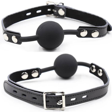OHMAMA FETISH - SILICONE BALL GAG WITH LEATHER BELT (PADLOCK INCLUDED)