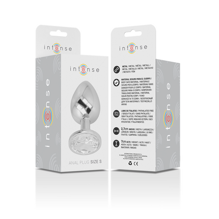 INTENSE - ALUMINUM METAL ANAL PLUG WITH SILVER CRYSTAL SIZE S