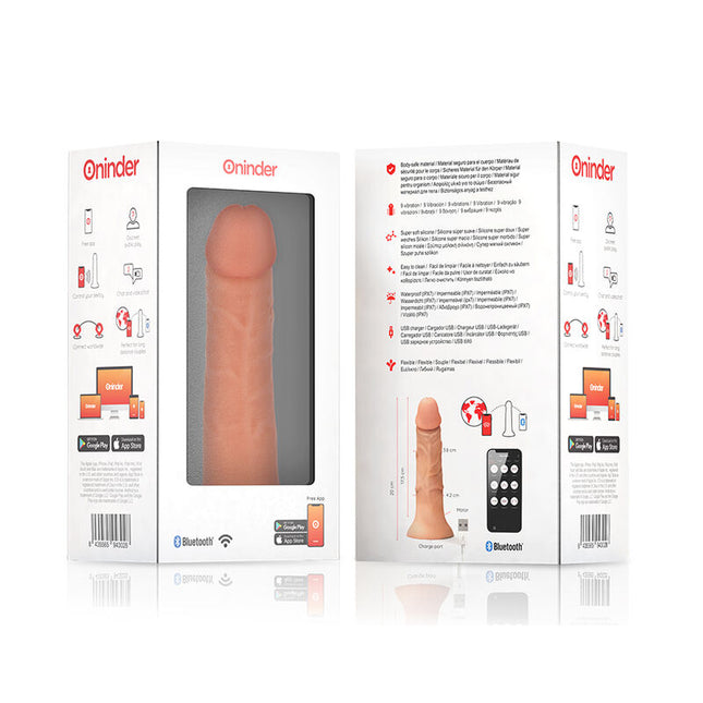 ONINDER - MEDIUM BOGOTÁ VIBRATOR DILDO 9 SPEEDS NATURAL 20 CM -O- 4.2 CM - FREE APP