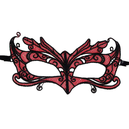 QUEEN LINGERIE - LACE MASK WITH RED DETAILS