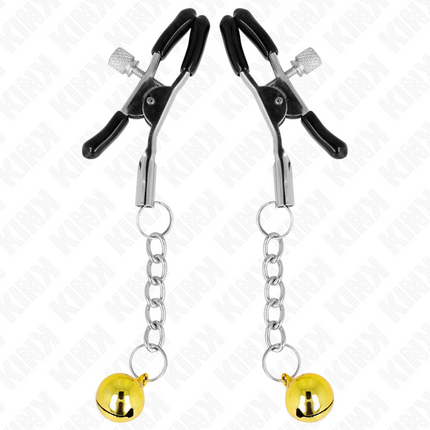 KINK - GOLD JINGLE BELL PENDANT NIPPLE CLAMPS 6 CM