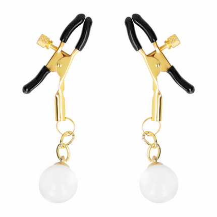 KINK - GLASS BEAD NIPPLE CLAMPS GOLD 6 CM
