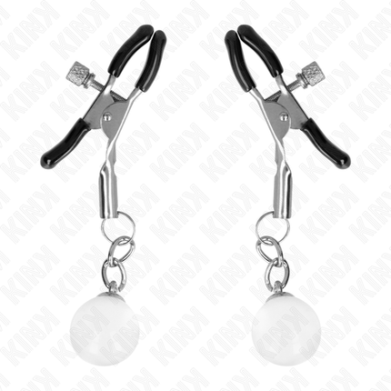KINK - GLASS BEAD NIPPLE CLAMPS SILVER 6 CM