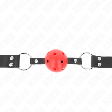 KINK - BREATHABLE BALL 4 CM GAG WITH DOUBLE RIVET RED 62.5 x 2.5 CM ADJUSTABLE 42-58 CM