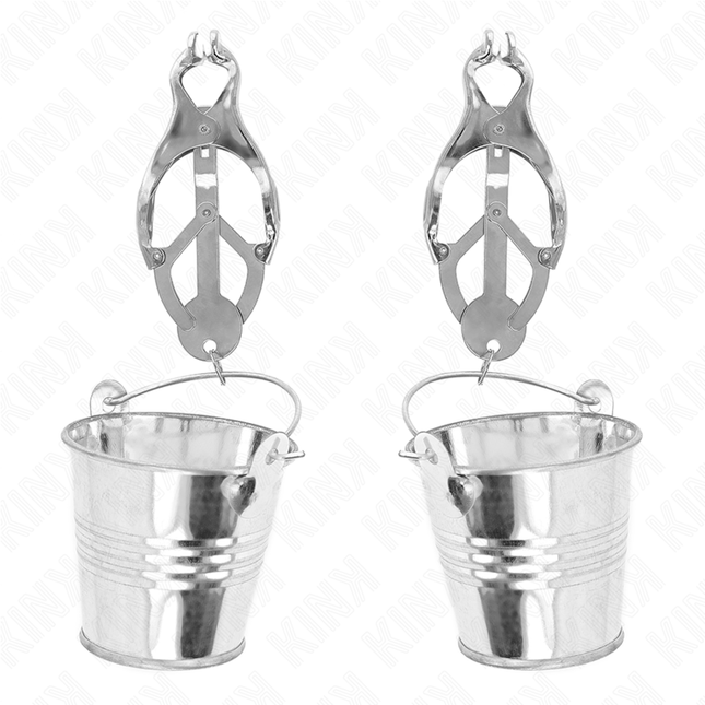 KINK - JAPANESE CLOVER NIPPLE CLAMPS WITH BUCKETS SILVER