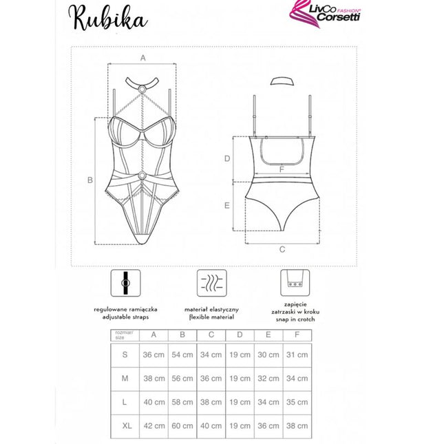 LIVCO CORSETTI FASHION - RUBIKA LC XG079 BODY WITH CHOKER BLACK S
