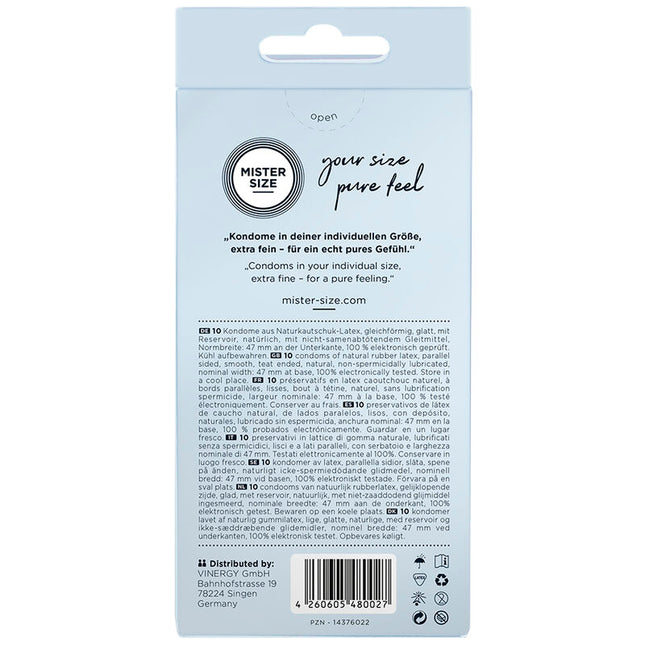 MISTER SIZE - CONDOMS SIZE XS 47 MM (10 UNITS)