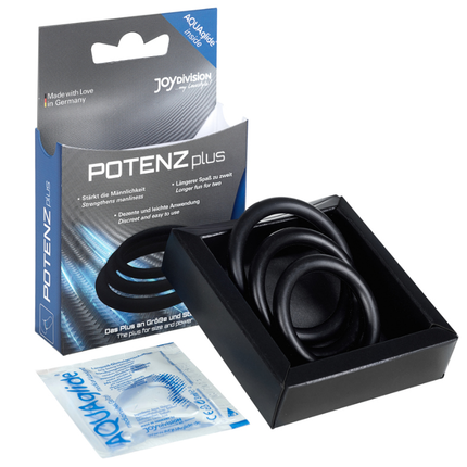 JOYDIVISION POTENZDUO - PLUS 3 BLACK RINGS SET - S, M, L