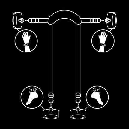 FETISH SUBMISSIVE - MASTER POSITION WITH 4 NOPRENE-LINED HANDCUFFS