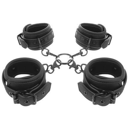 FETISH SUBMISSIVE - SET OF HAND AND ANKLE HANDCUFFS WITH NOPRENE LINING