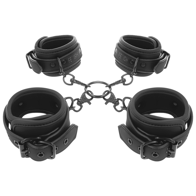 FETISH SUBMISSIVE - SET OF HAND AND ANKLE HANDCUFFS WITH NOPRENE LINING